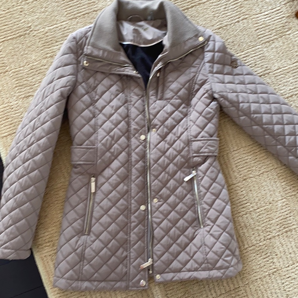 Calvin Klein tan quilted rain jacket size XS